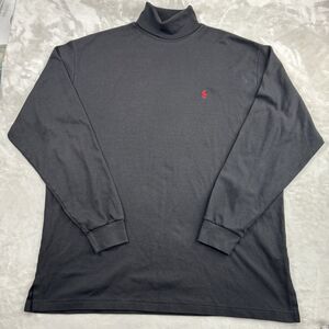 Vtg Polo Ralph Lauren Men Turtleneck Long Sleeve Shirt Black XL Pony Cotton USA